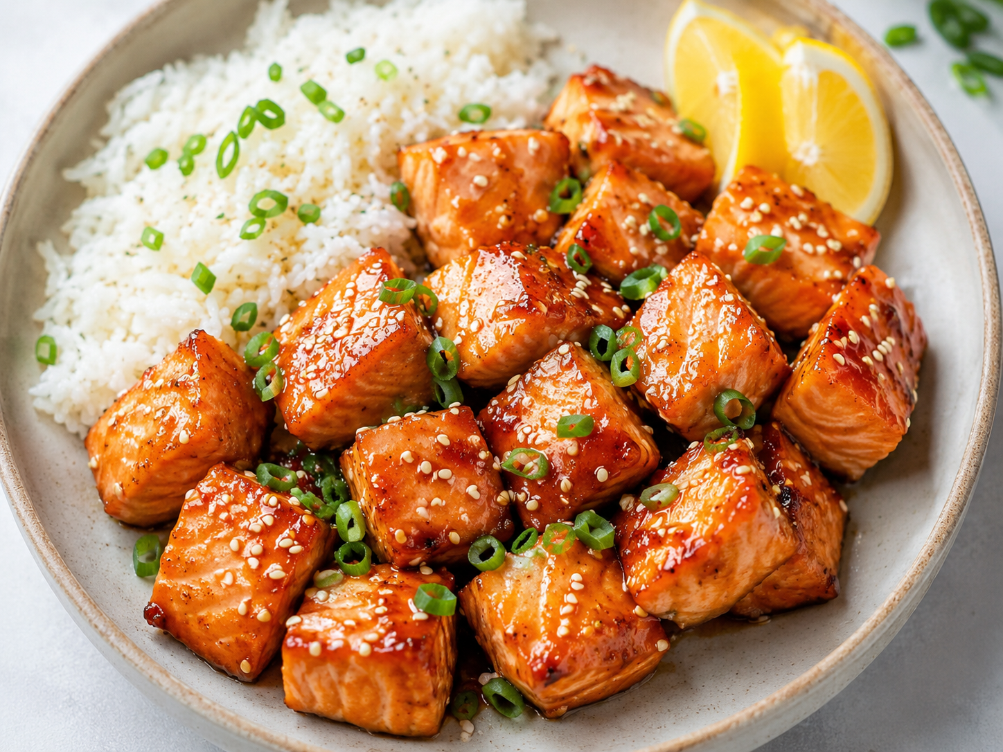 Honey Garlic Air Fryer Salmon Bites