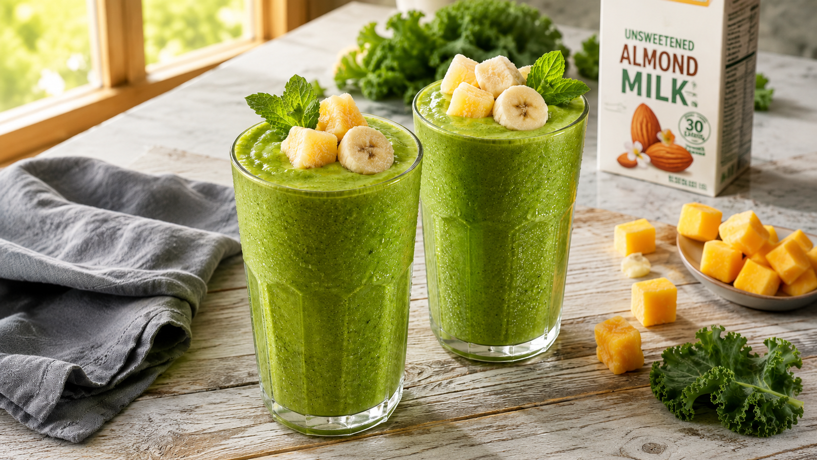 Easy Pineapple Mango Kale Smoothie