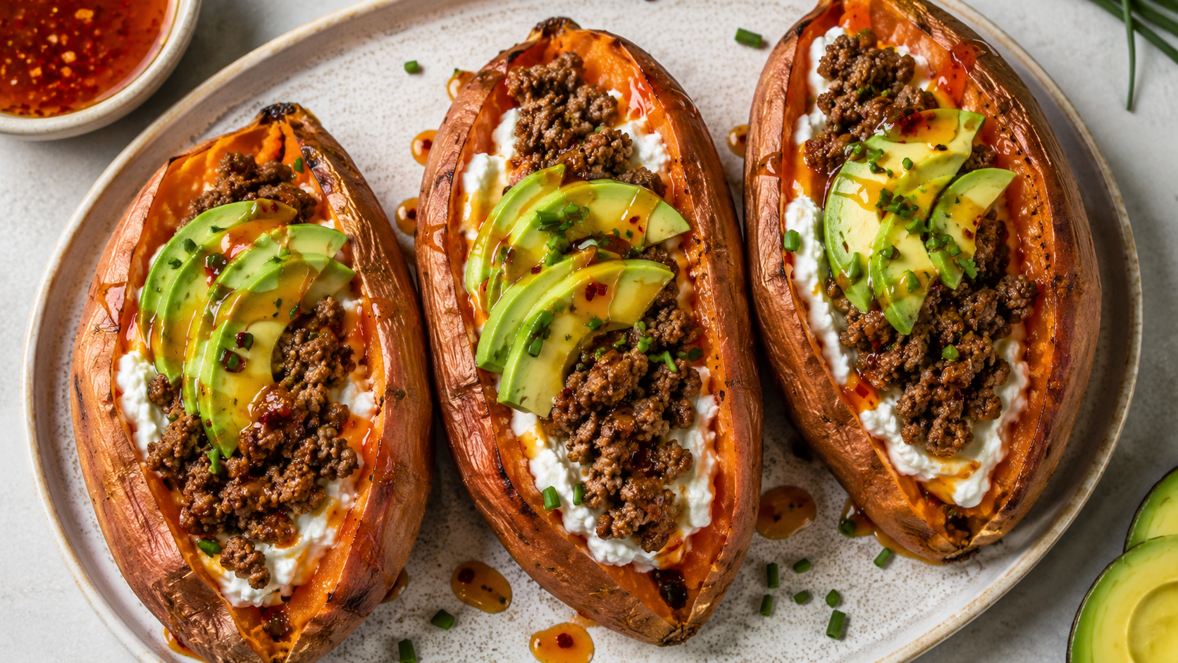 Cottage Cheese Stuffed Sweet Potatoes