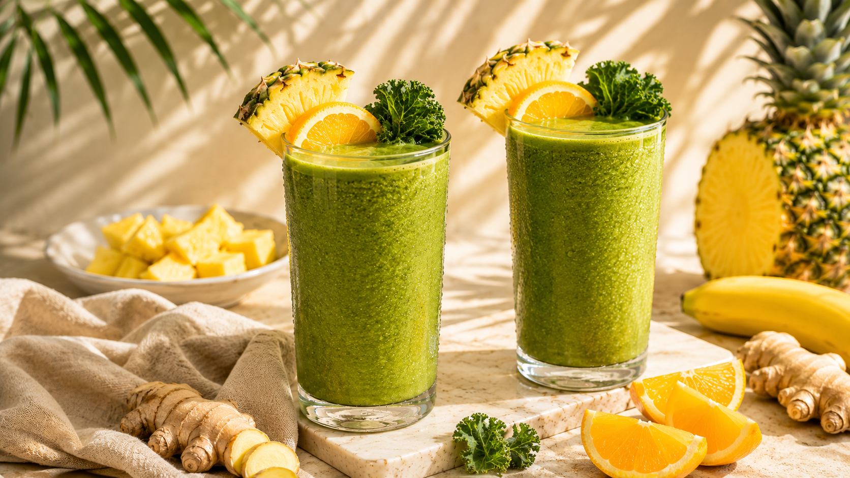 Easy Tropical Green Ginger Smoothie